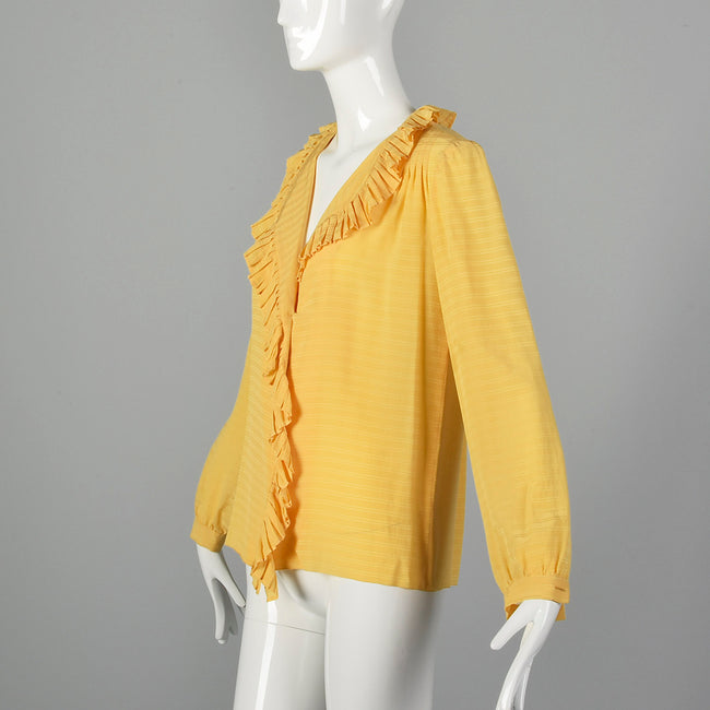 Large André Laug 1960s Yellow Ruffle Wrap Top