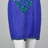 1990s Blue Beaded Cocktail Dress