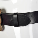 Ralph Lauren Black Leather Belt with Western Cowboy Buckle