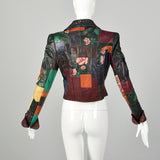 XXS 1970s Gandalf Patchwork Leather Jacket Boho Outerwear