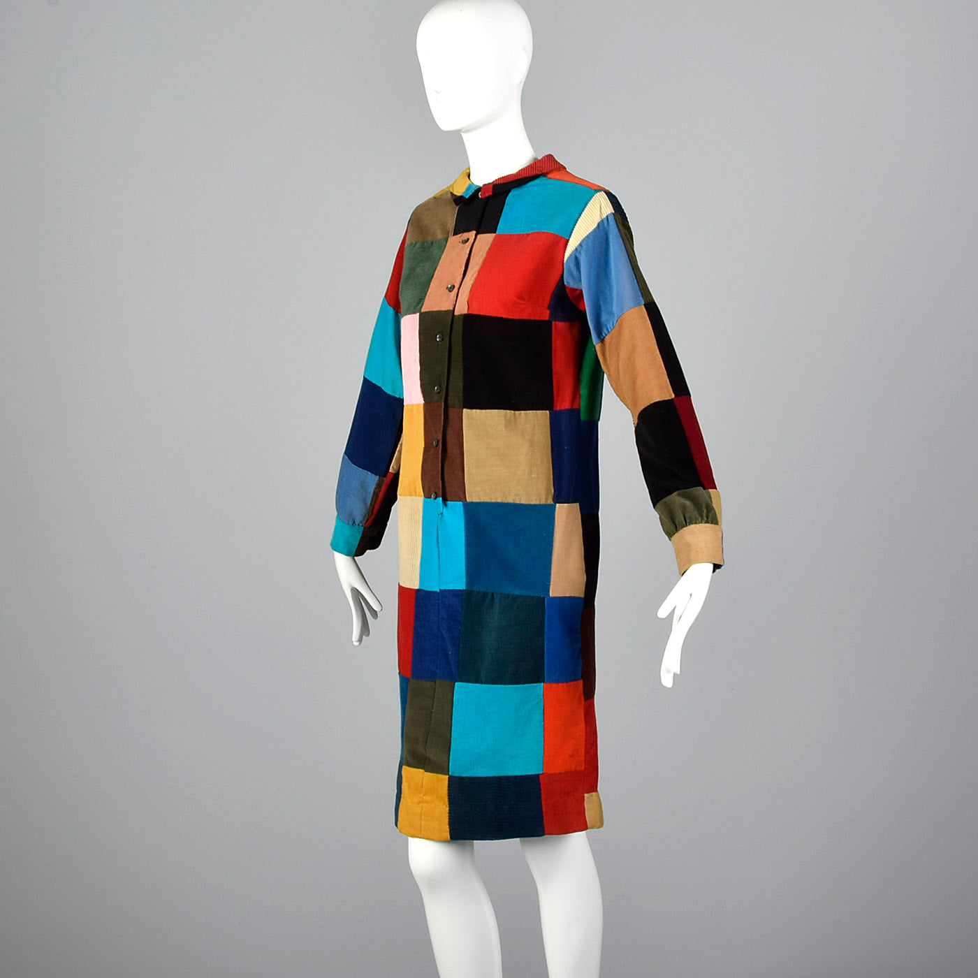 1960s Quilted Patchwork Corduroy Dress