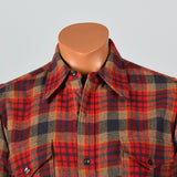 1970s Mens Pendleton Plaid Wool Shirt with Wing Collar