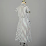 XL 1950s Day Dress Lightweight Volup Striped Casual Short Sleeve Cotton