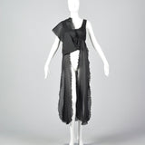 1970s Saks Fifth Avenue Sheer Black Nightgown with Car Wash Hem