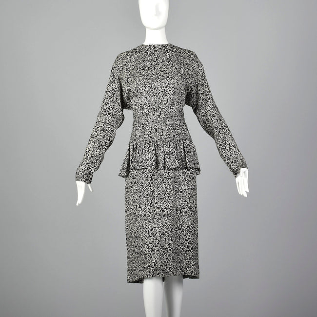 1980s Christian Dior Black and White Dress