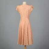 1950s Pink Lace Dress with Beaded Bodice