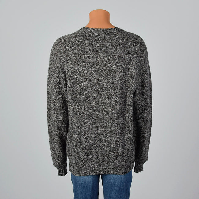 1980s Burberry Mens Gray Knit Sweater