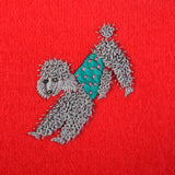 1950s Novelty Poodle Cardigan Sweater Lipstick Red with Satin Trim