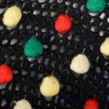 1960s Black Sweater with Multicolored Pom Poms