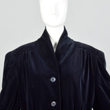 XL Escada 1980s Navy Blue Velvet Parka Coat