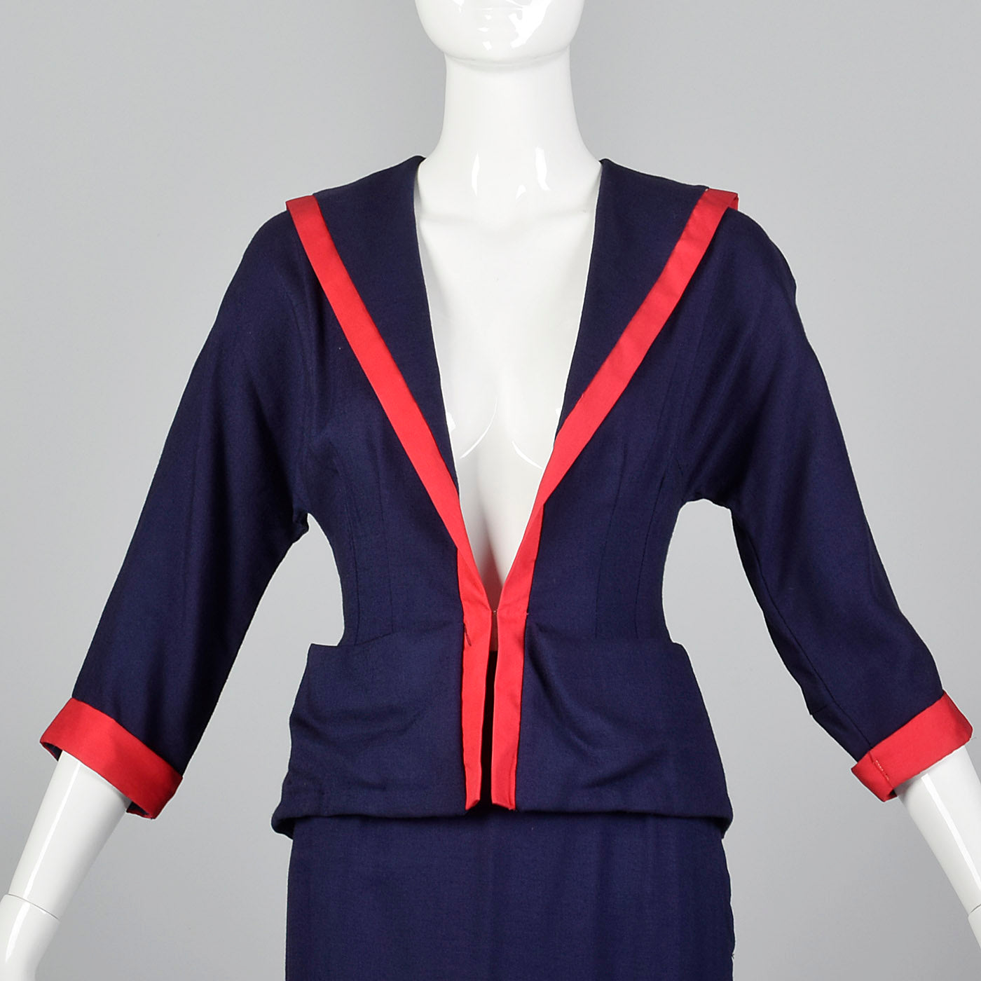 1950s Navy Sailor Style Skirt Suit