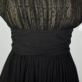 Medium 1950s Little Black Dress Evening Cocktail Illusion Bust