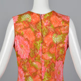 1960s Pink and Orange Floral Shift Dress
