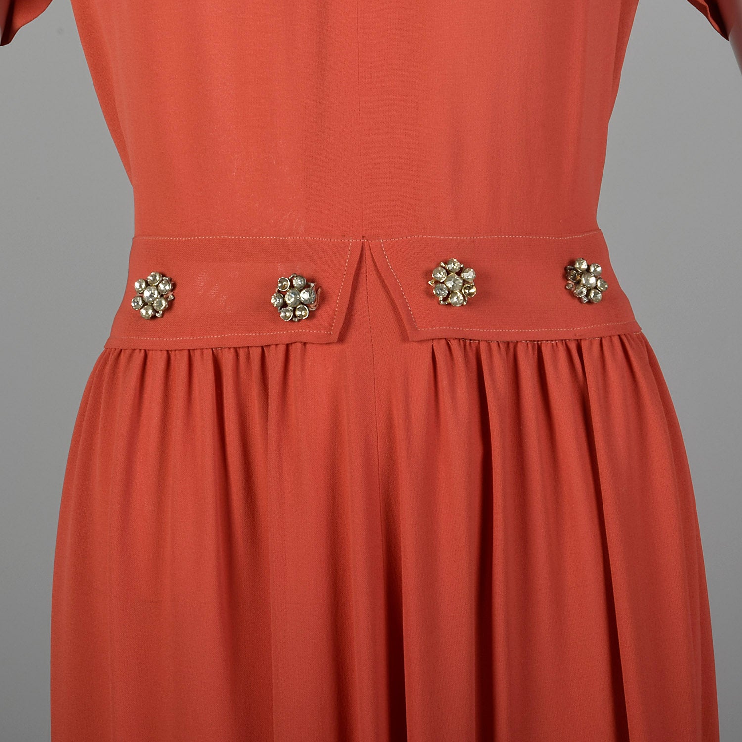 Small 1940s Rayon Crepe Maxi Dress
