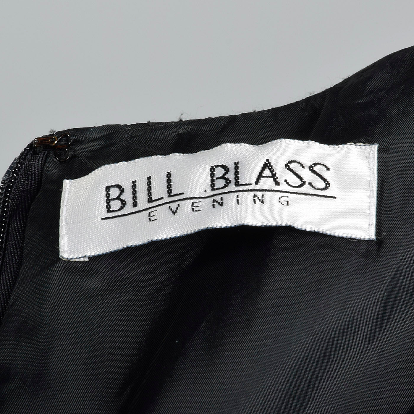 1990s Bill Blass Evening Black Dress with Illusion Bodice