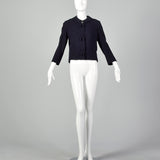 Medium 1960s Navy Blue Peter Pan Collar Wool Jacket