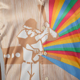 1970s Nik Nik Silky Baseball and Rainbow Print Disco Shirt