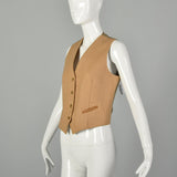 Medium 1970s Tan Matching Wool Set Camel Blazer Bohemian Vest