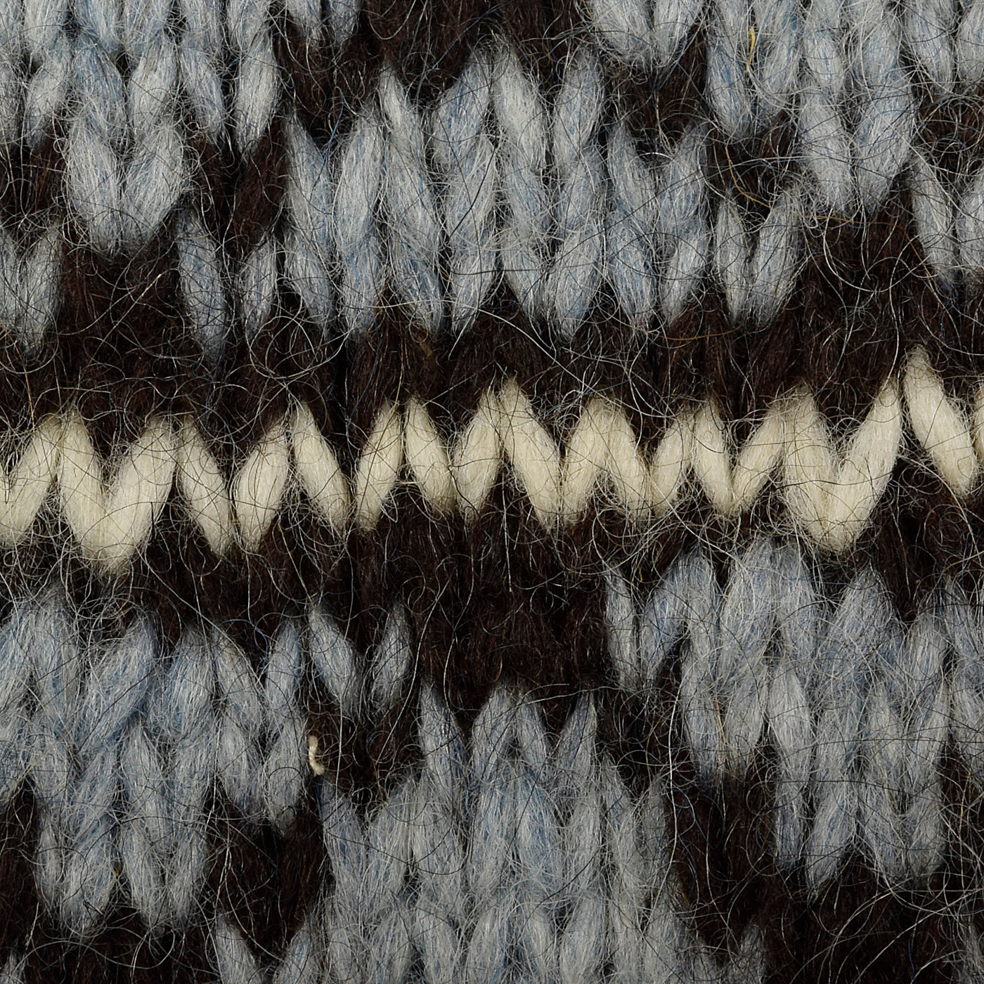1960s Mens Cream Sweater with Gray, Blue, and Black Knit