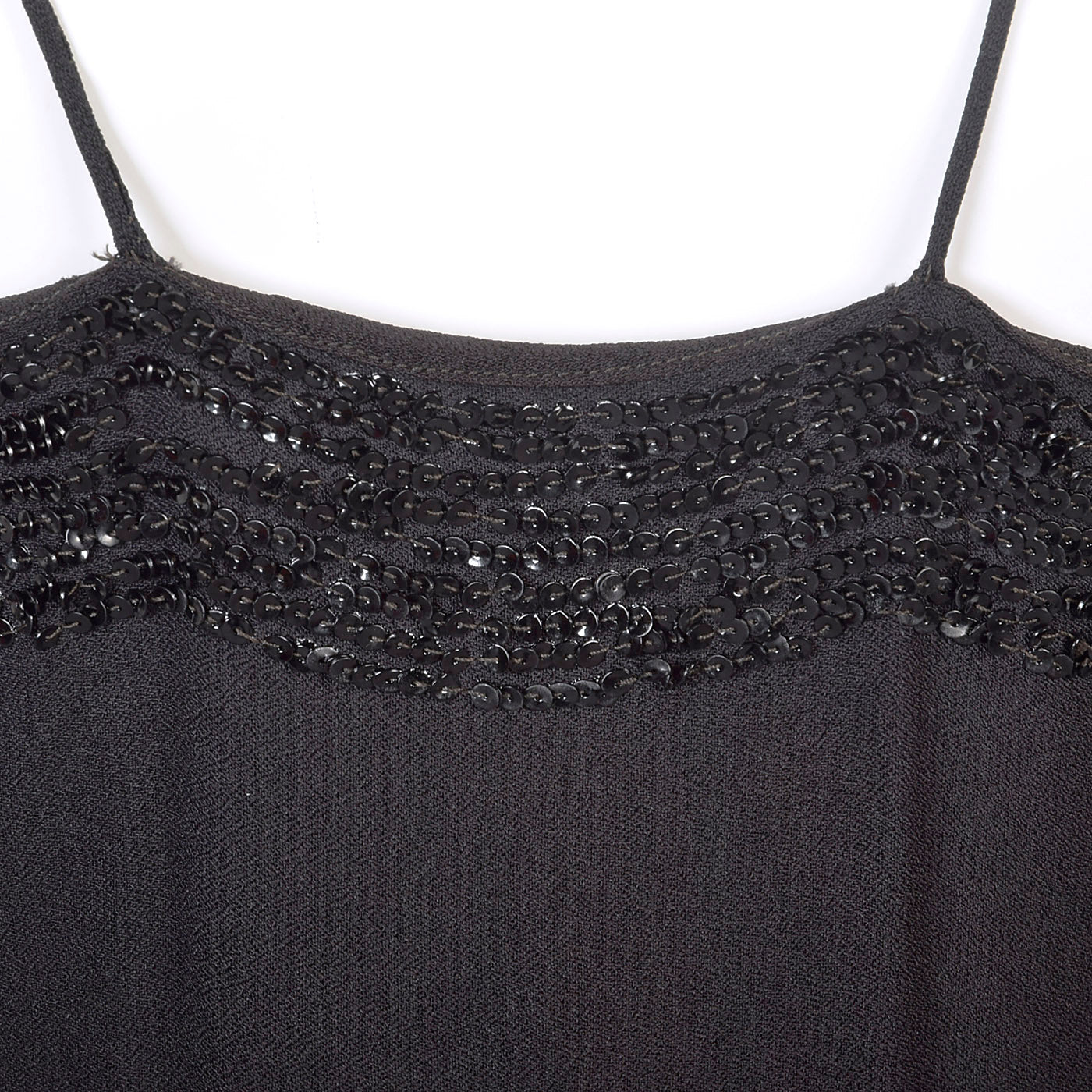 1930s Black Evening Gown with Sequined Bust