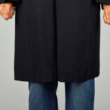 1960s Large Richman Brothers Black Lightweight Wool Outerwear Winter Overcoat