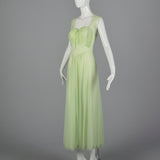 1950s Vanity Fair Green Nightgown with Crystal Pleat Bust