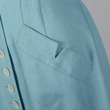 Medium 1940s Linen Day Dress with Button Front