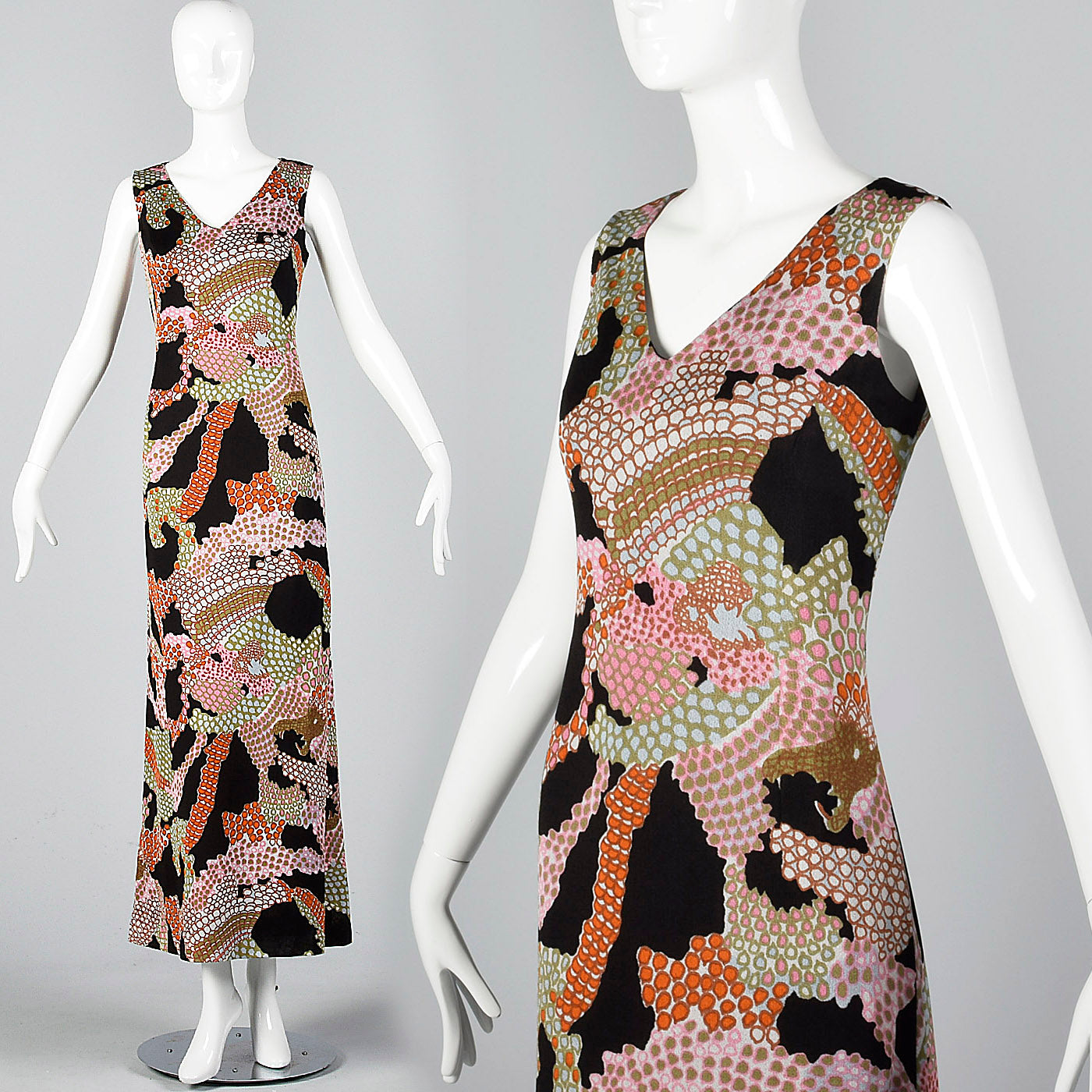 1960s Pierre Balmain Formal Maxi Dress in Psychedelic Knit