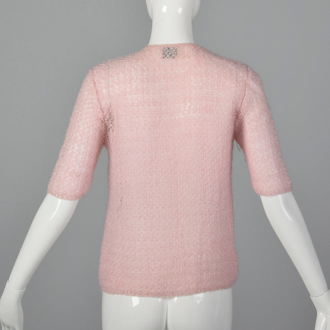 1960s Semi Sheer Pink Cardigan