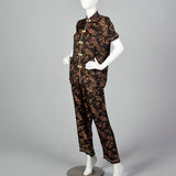 1960s Black Brocade Pajama Set