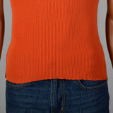 Small 1970s Pierre Cardin Knits Orange Sweater with Short Sleeves