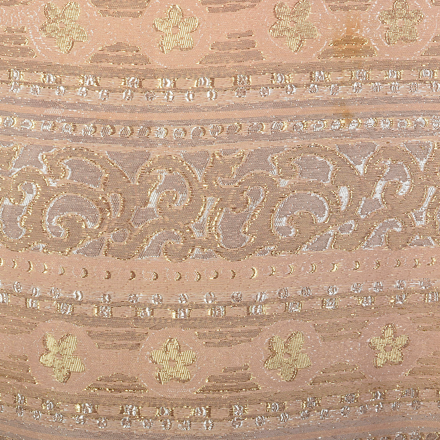 Large 1970s Malcolm Starr Blush Pink Metallic Maxi Dress