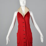1970s Geoffrey Beene Red Wool Maxi Dress