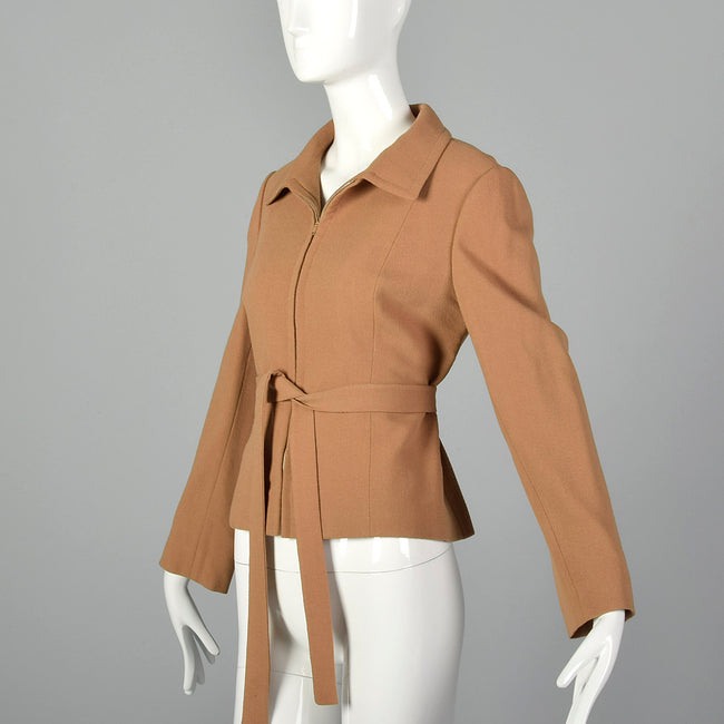 Small 1970s Camel Wool Crepe Jacket