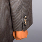 1970s Mens Three Piece Suit in Brown Pinstripe