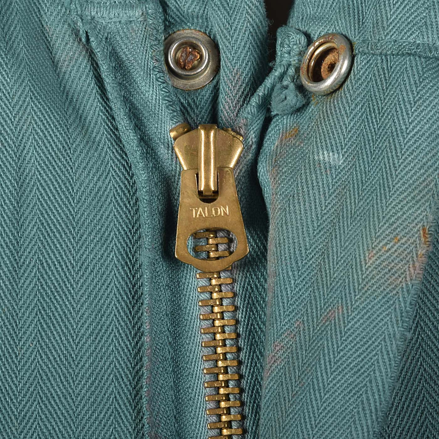 1940s Mens Green Herringbone Belted Workwear Coveralls
