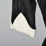 1950s Black Taffeta Party Dress with White Cuffs