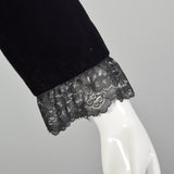 Medium 1970s Mollie Parnis Dress Classic Black Velvet Cocktail Party Modest Evening Gown