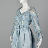 1970s Werle of Beverly Hills Blue Gown Dress