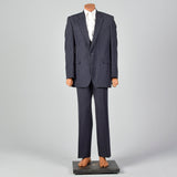 42L 1970s Mens Two Piece Suit Blue Pinstripe