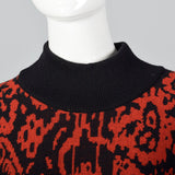 1980s Jaeger Oversized Abstract Sweater in Red & Black