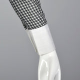 1970s Black and White Gingham Blouse