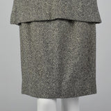1960s Black and White Stripe Skirt Suit with Scarf