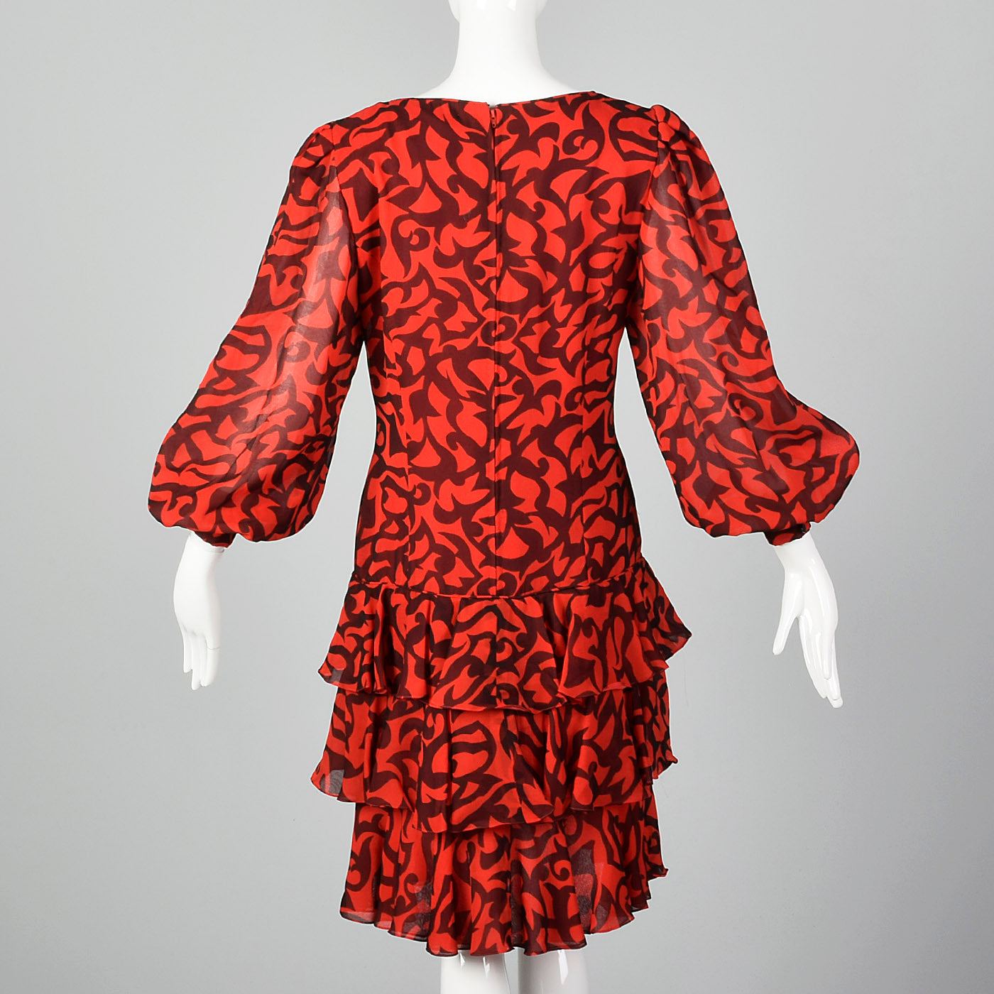 1980s Michael Novarese Red and Black Dress