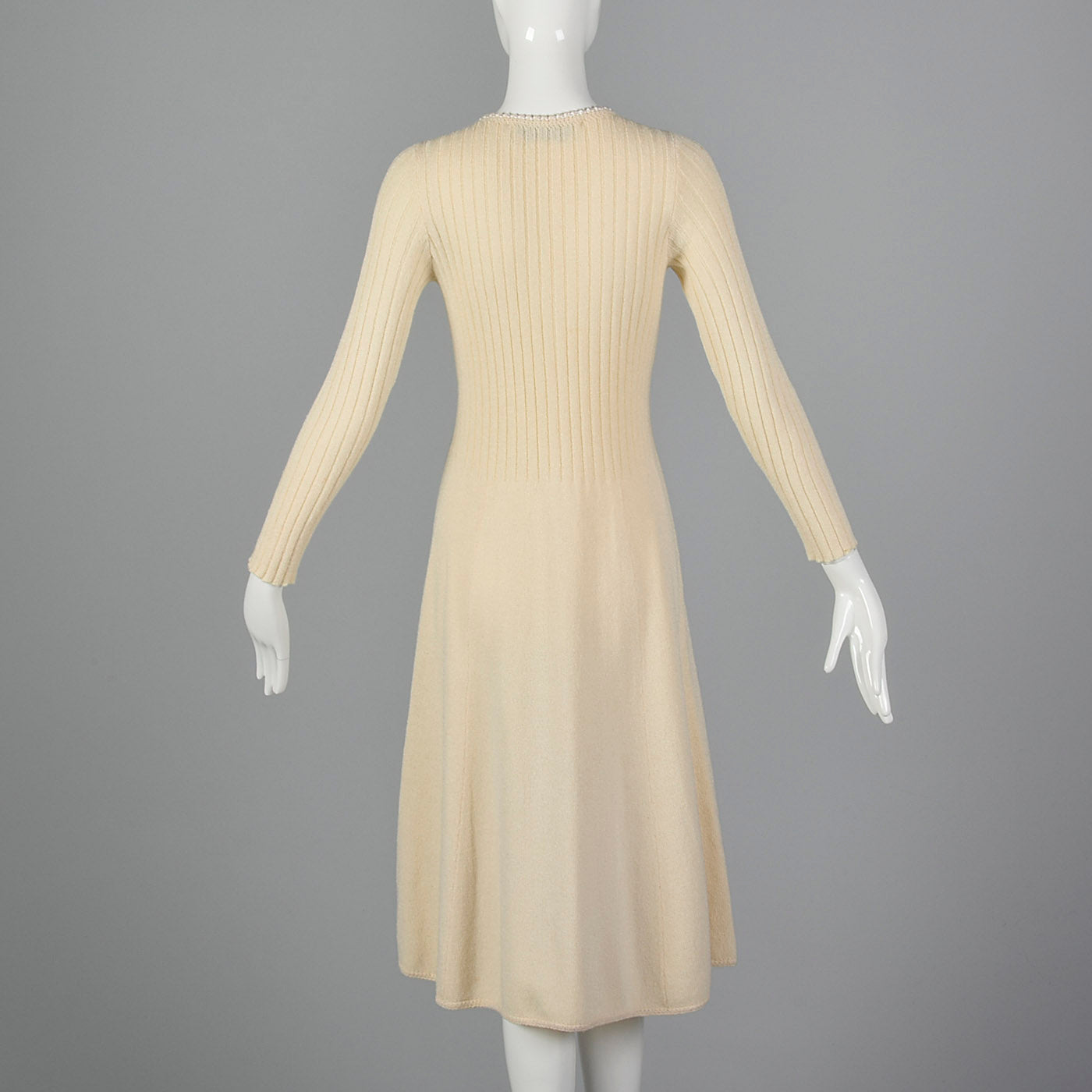 XS-Medium 1980s Cream Sweater Dress