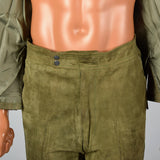 1970s Mens Green Split Hide Safari Suit