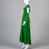 1940s Emerald Green Velvet Dress