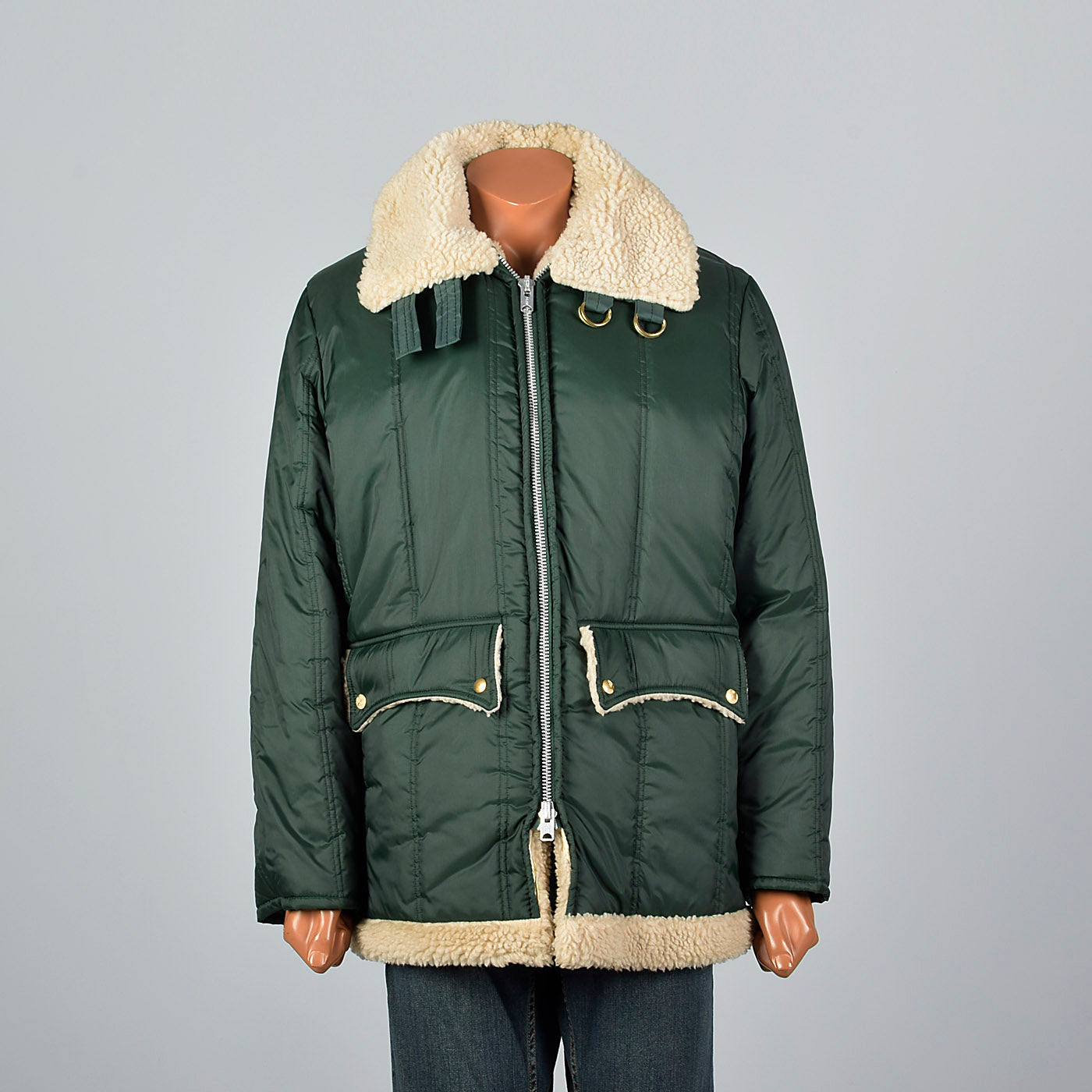 1960s Men's Green Satin Chore Coat