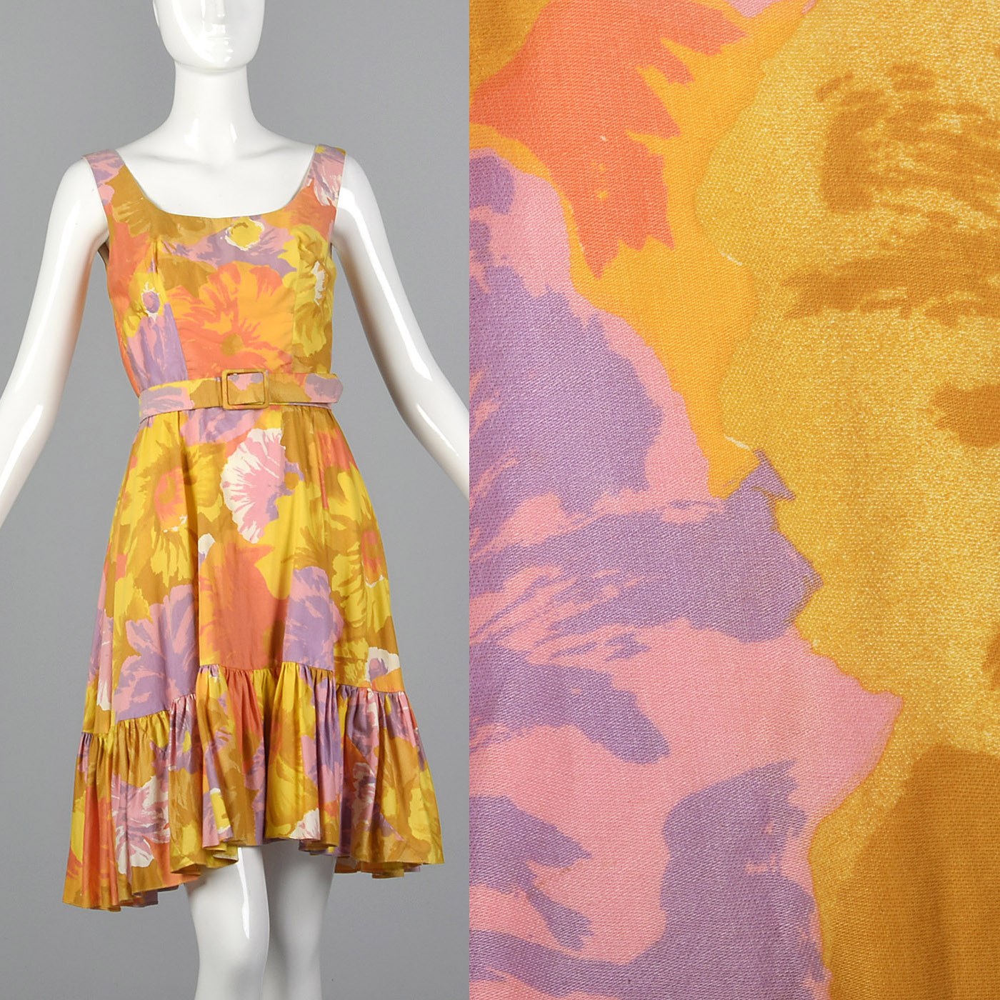 1960 Lilli Diamond Abstract Floral Print Dress