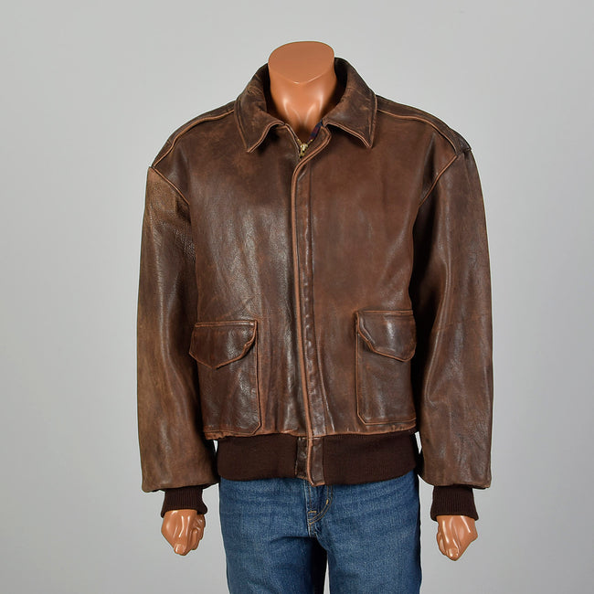 XL RRL Ralph Lauren Double RL A-2 Brown Leather Flight Jacket